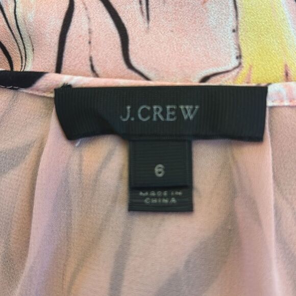 J Crew pink black white patterned cap sleeve blouse Size 6 EUC - Picture 6 of 8